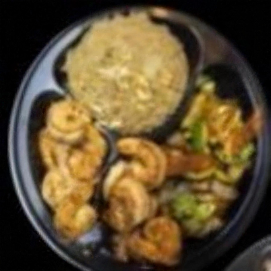 Hibachi shrimp plate with fried rice and vegetables from Masters Samurai Hibachi